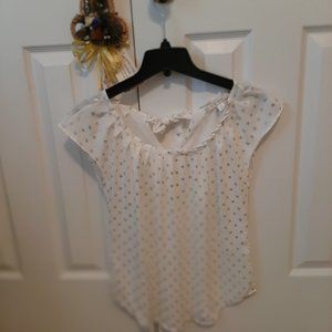 Lauren Conrad White and Gold Blouse